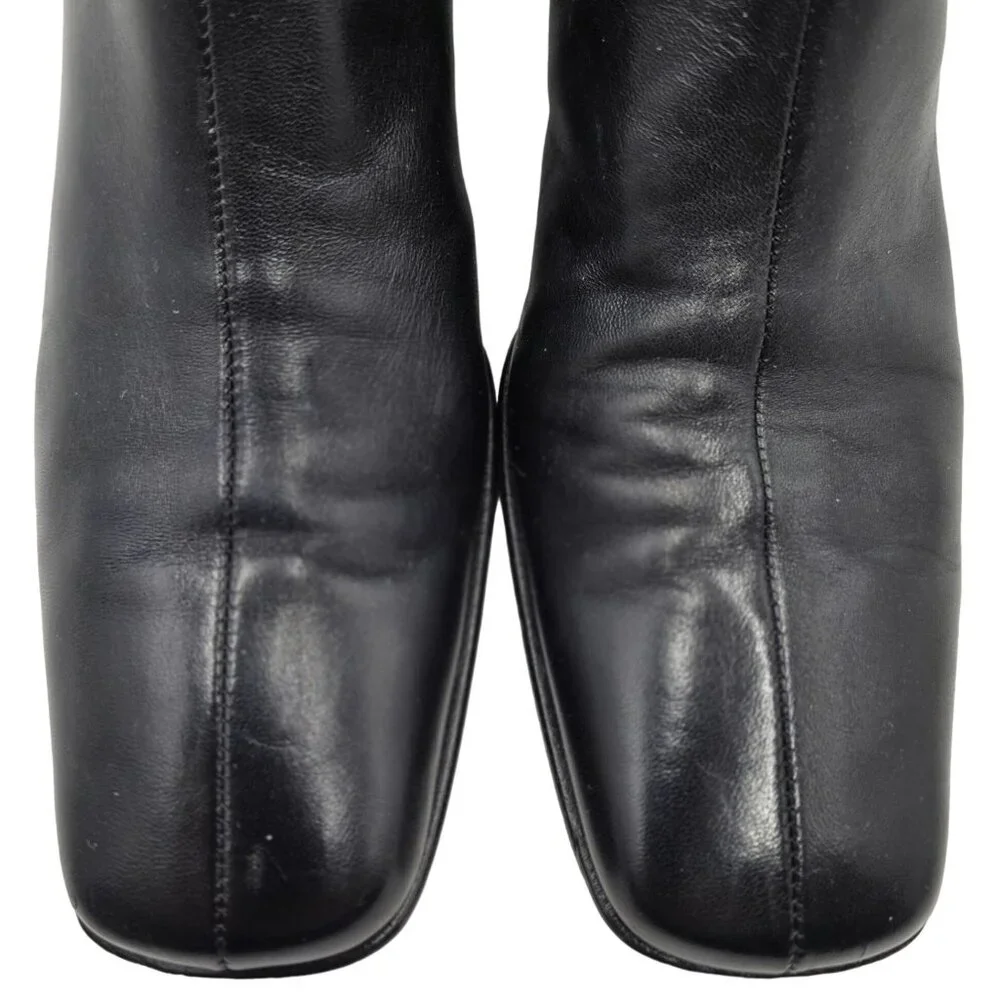 Ferragamo Italy Womens 8.5 4A Narrow Black Leather Dress Shoes Zip Ankle Boots - Picture 9 of 12